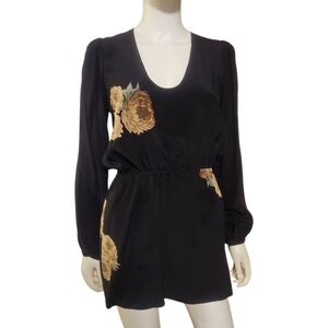 STONE COLD FOX | 'Outlaw' Silk Mini Dress in Black Floral Print ~ Size 1 / XS